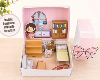 Miniatuurkamertje - DIY printbaar activiteitensjabloon, knutselproject voor kinderen (PDF)