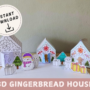 Gingerbread House Crafting, 3D Candy House Paper Craft, Christmas House Craft, Preschool Homeschool Christmas Activity, Christmas Craft
