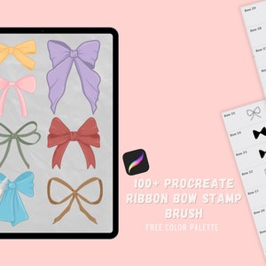 100+ Ribbon Bow Procreate Stamp Brushes (Digital Download)