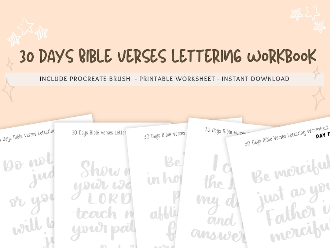 Hand Lettering Practice Worksheet, 30 Days Bible Verse Lettering ...