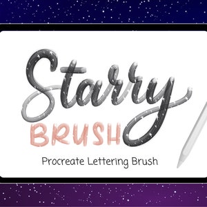 Starry Procreate Lettering Brush: Script & Monoline (Digital)
