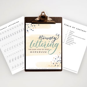 Bouncy lettering workbook, bounce lettering worksheet, bounce lettering, modern lettering worksheet, practice worksheet, everyday worksheet