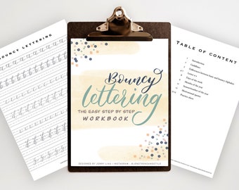 Bouncy lettering workbook, bounce lettering worksheet, bounce lettering, modern lettering worksheet, practice worksheet, everyday worksheet