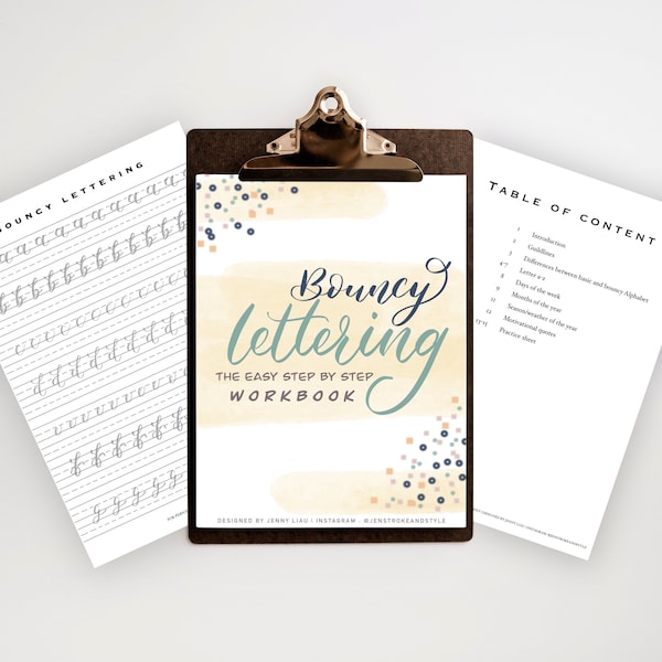 Bouncy lettering workbook, bounce lettering worksheet, bounce lettering, modern lettering worksheet, practice worksheet, everyday worksheet