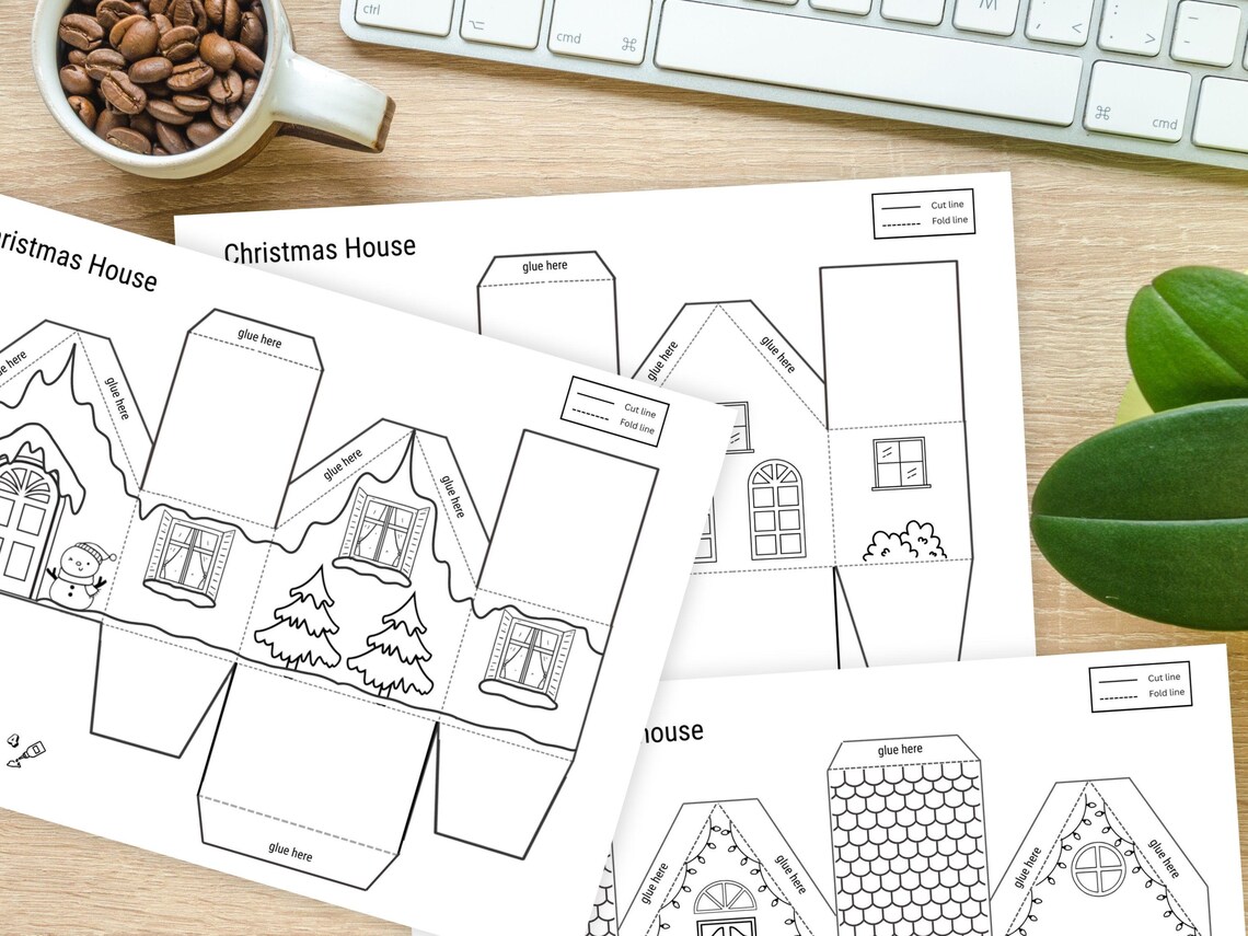 3D Christmas Houses Printable Template DIY Paper Craft (PDF Download
