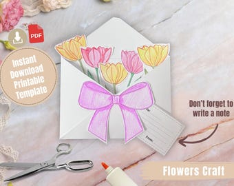 Envelope Flower Craft: Mother's Day DIY Paper Template (Digital Download)
