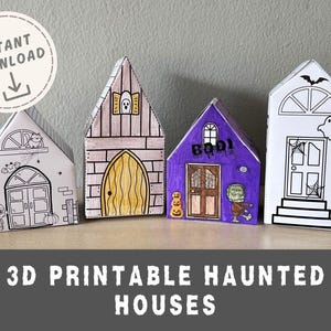 3D Halloween Spukhaus druckbare Vorlage: DIY Papiermodell (PDF Download)