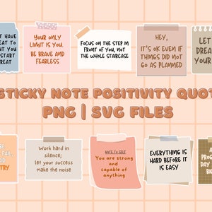 Sticky Note Clipart, Motivationszitat Clipart, Positivität png svg, Clipart für kommerzielle Nutzung, Positivity Stickers Sticky Notes, Self Care SVG