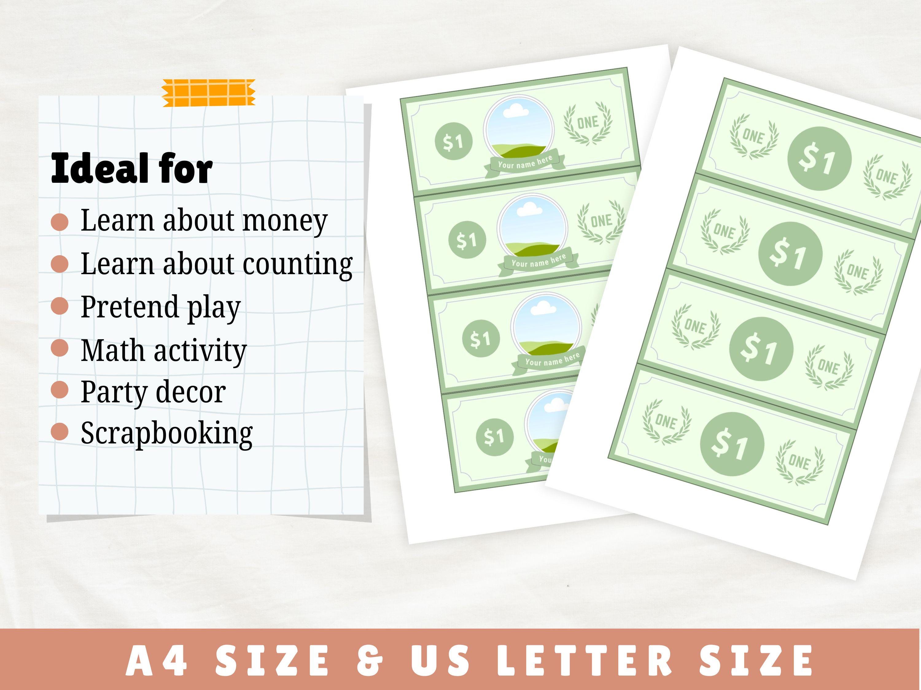 Canva Pretend Play Money Template for Party or Kids Learning, Editable ...