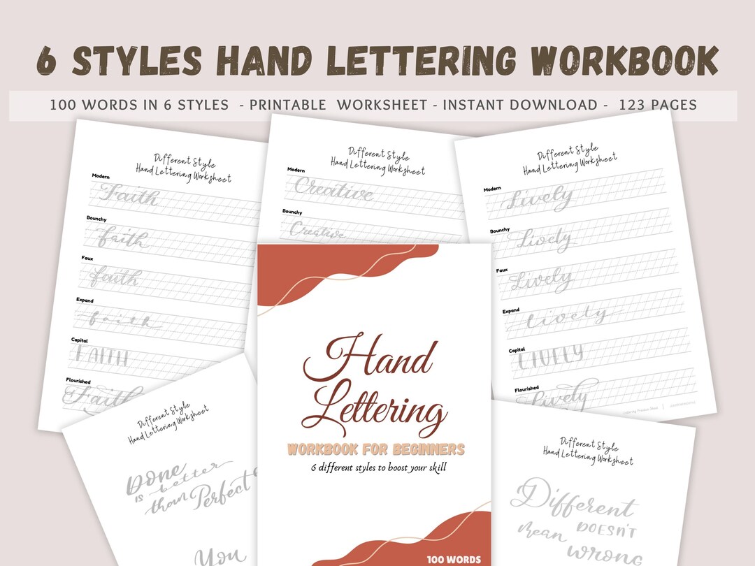 Hand Lettering Workbook: 6 Styles, Procreate Practice (PDF Pattern) - Etsy