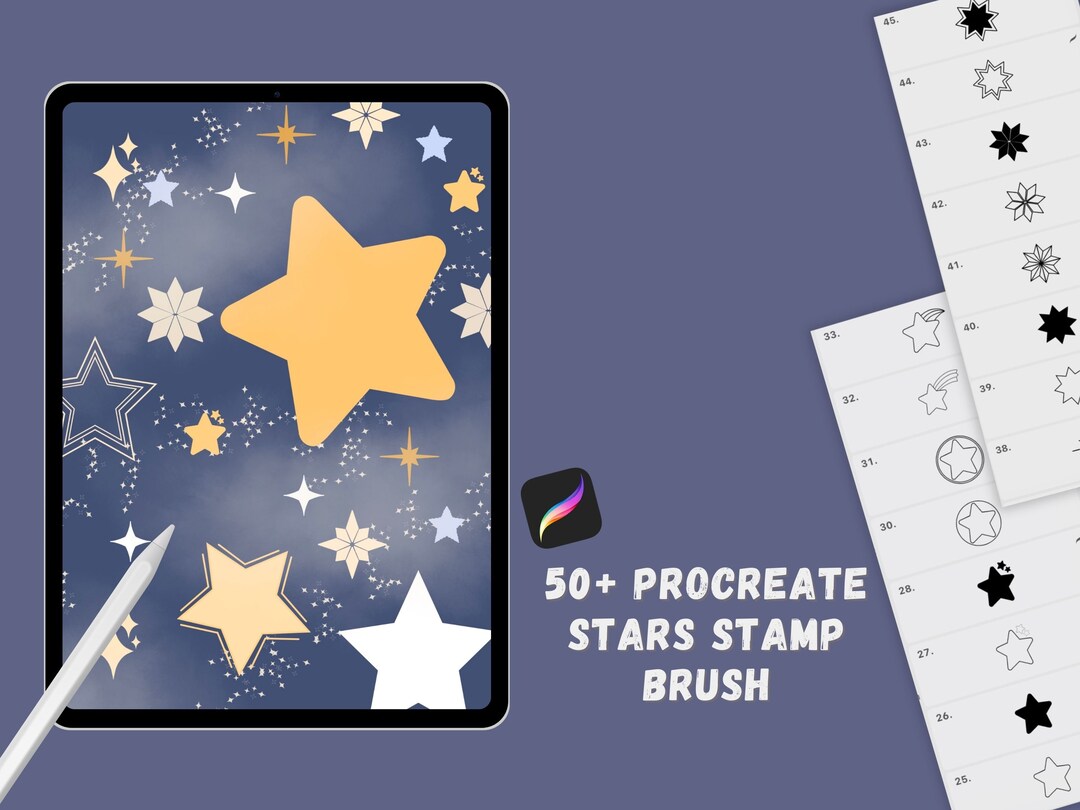 Procreate Stars Stamp Brush 50+ Stars Digital Procreate Brush Hand ...
