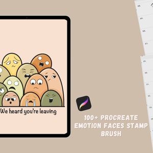 100+ Faces Emotion Procreate Stamp Brush Kawaii Emoji Stamps Procreate Cartoon faces stamp kit Cute Faces Digital Download Expression Stamps