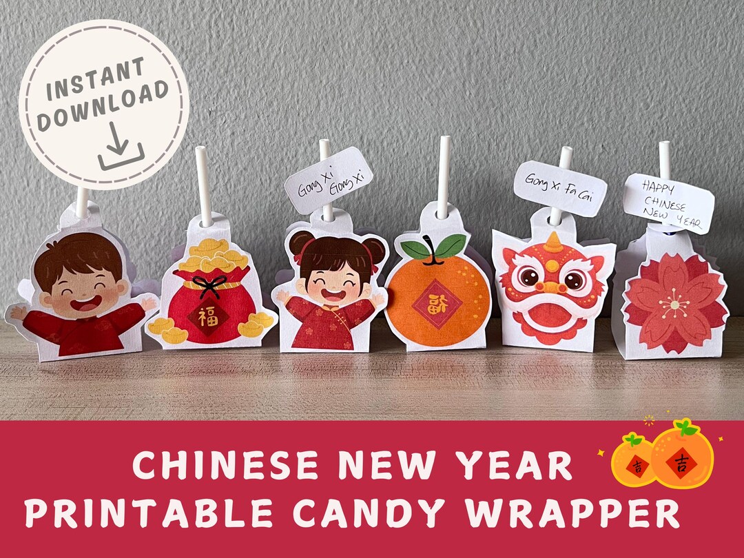 Chinese New Year Lollipop Candy Wrapper, Printable Craft Template - Svg ...