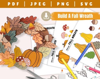 Fall Wreath Craft: Printable DIY Paper Autumn Activity (PDF, SVG)