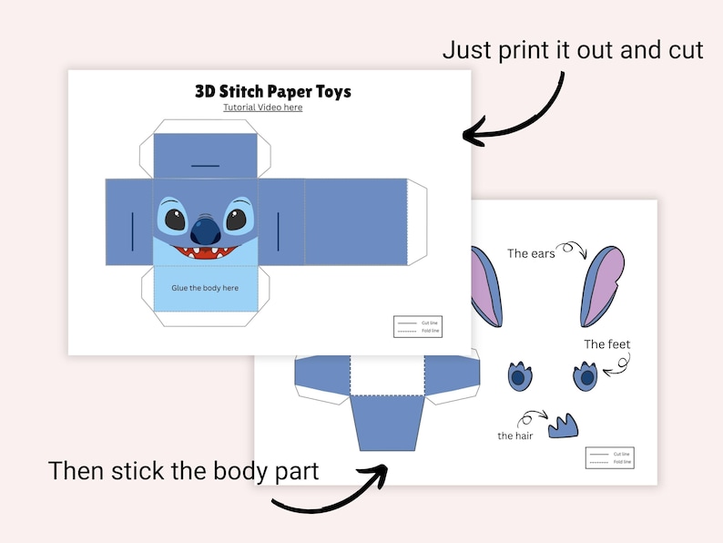 Stitch Paper Doll Craft: Easy DIY Paper Toy (PDF Downloadable Template ...