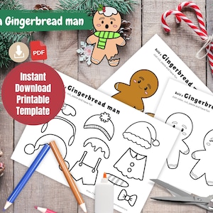 Gingerbread Man Craft, Christmas Paper Template (Digital Download)