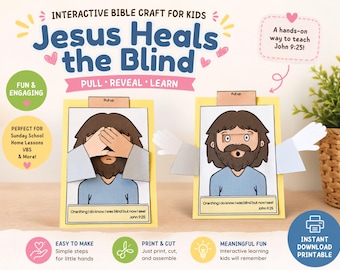 Jezus geneest de blinden - printbare activiteiten voor de zondagsschool, interactief knutselwerkje voor kinderen, eenvoudig knutselwerkje voor kinderen