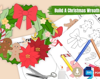 DIY Christmas Wreath Craft: Preschool Paper Activity (PDF, SVG)