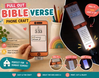 Knutselactiviteit met bijbelvers op een telefoon - een leuke printbare activiteit voor de zondagsschool.