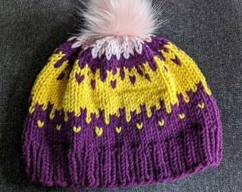 Kuschelige Wintermütze mit Kunstfell-Bommel, Unikat