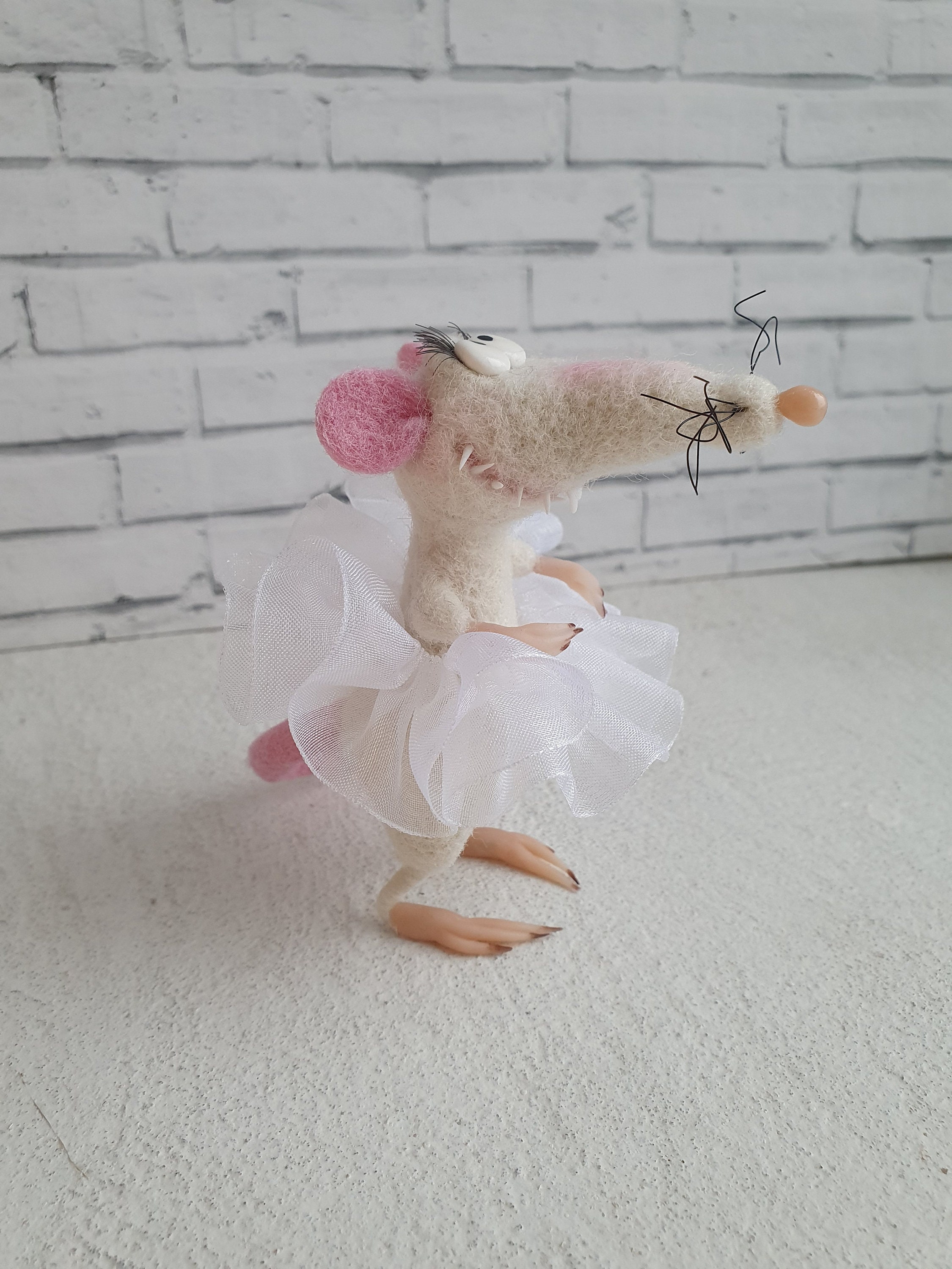 Funny needle felted ratballerina. Felting rat/ Perfect gift. Etsy