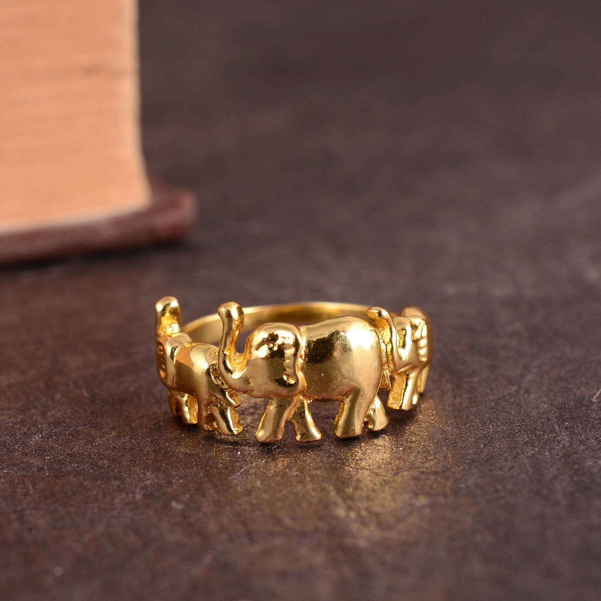 Uloveido Lovely Elephants Ring Yellow Gold Plated Animal Rings for Women  Christmas Gifts for Her RA083 (Gold, Size 8) - Walmart.com