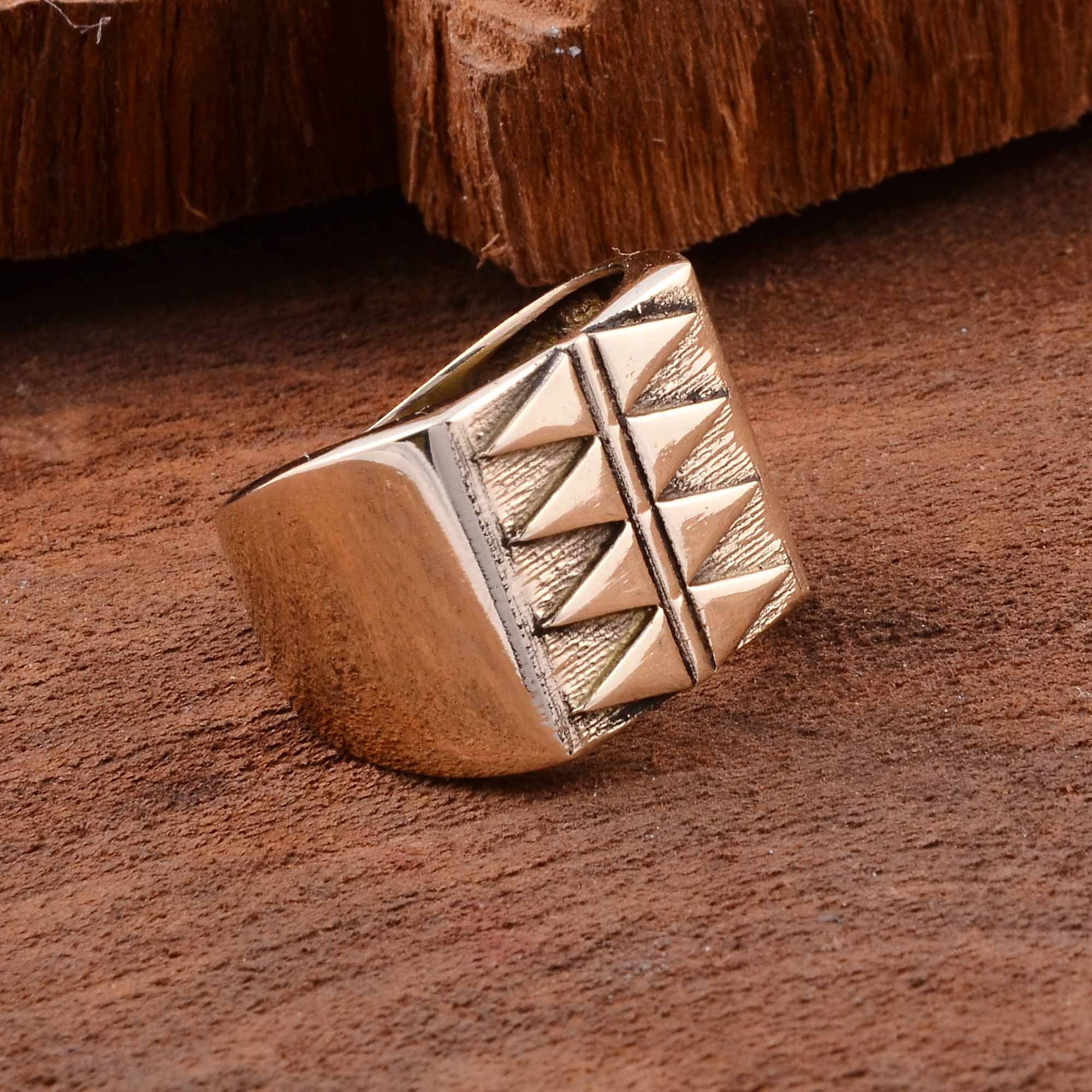 Hammered ring brass ring big ring mens Etsy