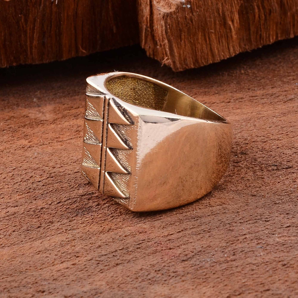 Hammered ring brass ring big ring mens Etsy