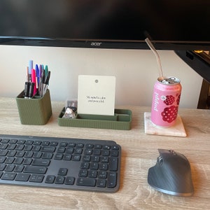 Ribbed Organizer Set: Pen Holder & Multi-Compartment Tray | Desktop Organizer for Office and Home | Corporate Gift | Minimalist Office Décor