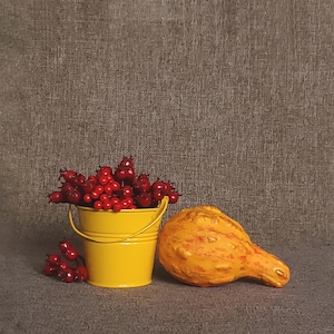Painted Dried Gourd: Bronze Farmhouse Fall Decor