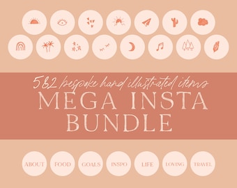 Instagram Bundle Pack | Hand Drawn Highlight Covers, Story Backgrounds & Alphabets