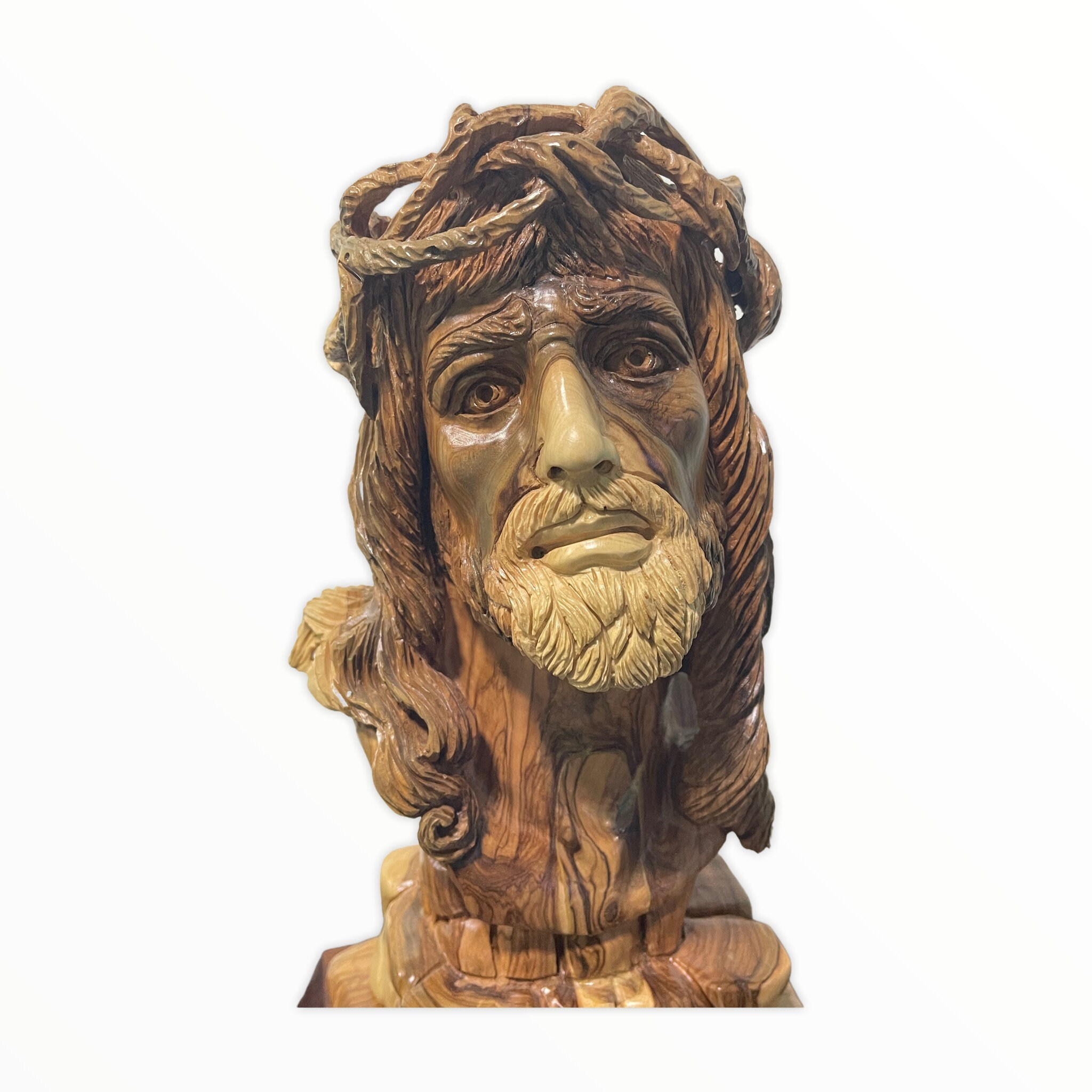 Limited Edition Olive Wood Jesus Christ Head Sculpture Hand Etsy
