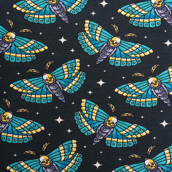 Totenkopf Motte Stretch Jersey Stoff