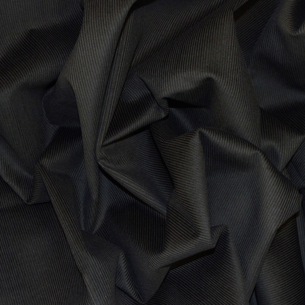 Black Cord Corduroy 100% Cotton 11 Wale Fabric 58"/145 CM Width