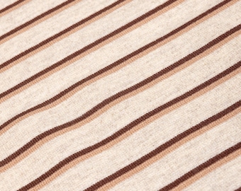 Ecru Striped Ponte Roma Print Stretch Jersey Fabric