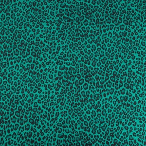 Green Leopard Print Stretch Jersey Fabric