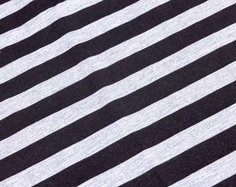 Black & Grey Sailor Stripe T-Shirt Single Jersey Stretch Fabric Sold By The Metre