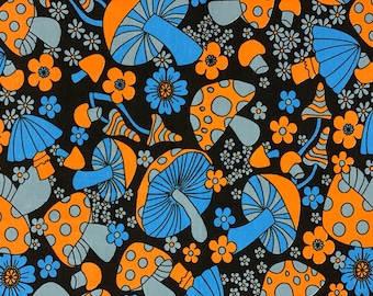 Magic Mushrooms Print on Stretch Single Jersey Fabric Unique Design