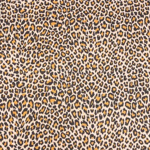 May include: A seamless pattern of brown and orange leopard spots on a cream background.