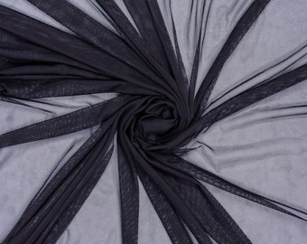 Black Four Way Stretch Spandex Power Mesh Net Fabric