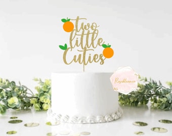 Two little cutie cake topper | Twins cake topper | Baby shower cake topper | Gender reveal cake topper