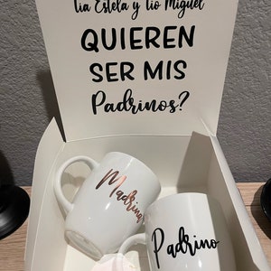 Tazas para Padrinos | Caja personalizada para padrinos | Madrina proposal | Padrino Proposal | Custom Godparents proposal box