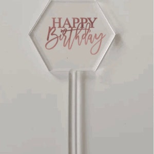 Personalized Hexagon birthday cake topper | Personalized acrylic cake topper