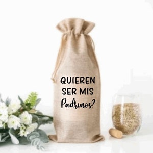 Quieren ser mis padrinos wine bag / Padrinos propuesta / Regalis para Padrinos/ Copas para padrinos / Propuesta de padrinos