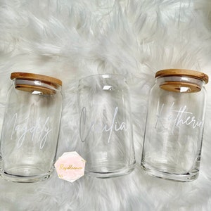 Custom Name glass cup | Personalized cup | Gifts for her | Bridal Party favors | Bridesmaid gifts |