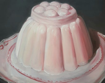 Original Oil Painting - Oil on panel - Contemporary Painting - Pudding - Blancmange - Pink