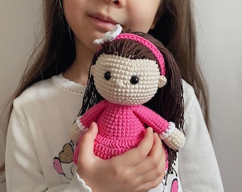 CROCHET PATTERN Amigurumi long hair doll Crochet doll with removable clothes Pdf pattern Diy fist doll tutorial Digital download