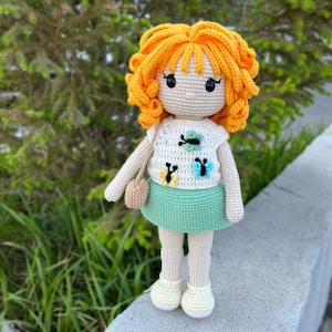 PATRÓN MUÑECA CROCHET Muñeca Amigurumi Adele Muñeca crochet con suéter y bolso removibles Pdf Inglés Tutorial Digital