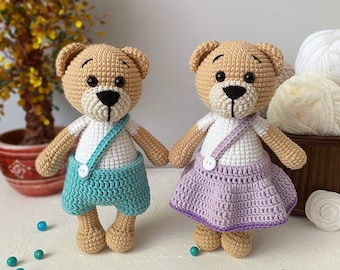 CROCHET BEAR PATTERN Amigurumi bear Stuffed bear pattern Easy crochet pattern Crochet bear toy Plush bears