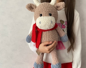 Plushie bull toy Cute hand knitted bull